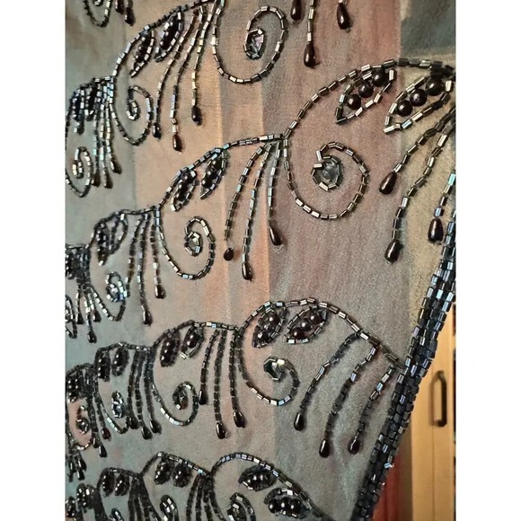 Beaded Shawl Evening Wrap Sheer Embellished Formal Occasion Party Cover Up - Picture 8 of 10
